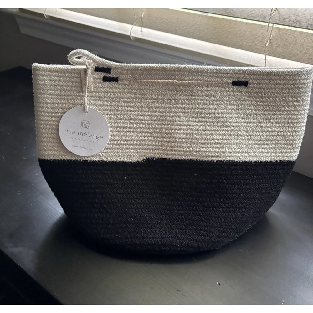 Mia Melange Cotton Coil Rope Fold-able Basket Carryall Handbag Tote NEW